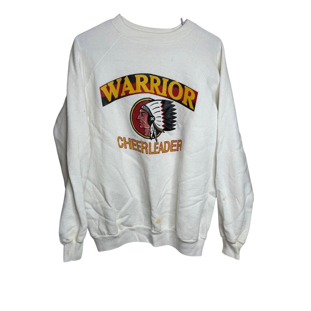 90s Single Stitch Hanes Warrior Indian Chief Cheerleader Sweatshirt Size L D6